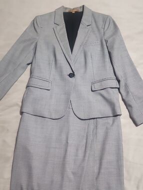 Womens Wool Suit, Houndstooth, Blazer and Skirt Set, EUC, 12